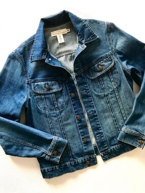 H&M L.O.G.G. Blue Denim Jean Jacket Trucker Style M workwear grunge casual 90’s
